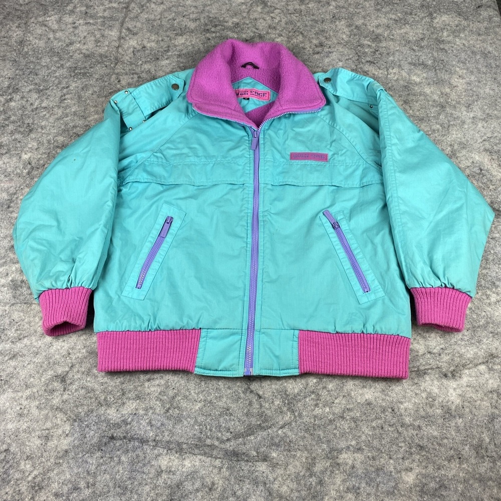 Vintage Rivers Edge Womens M Blue Teal Purple Windbreaker Bomber Zip Jacket‎